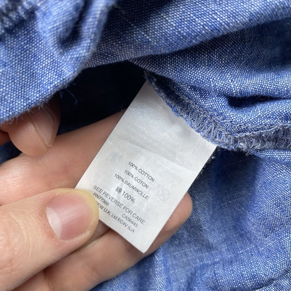 J Crew Chambray Off Shoulder Top Womens 2P Petite Blue Short Sleeve - Picture 7 of 13